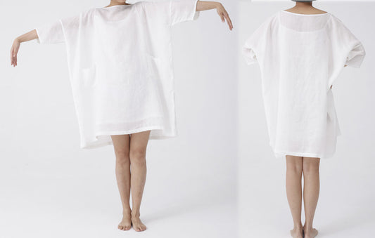 edoa Oversized White Smock Top Tunic