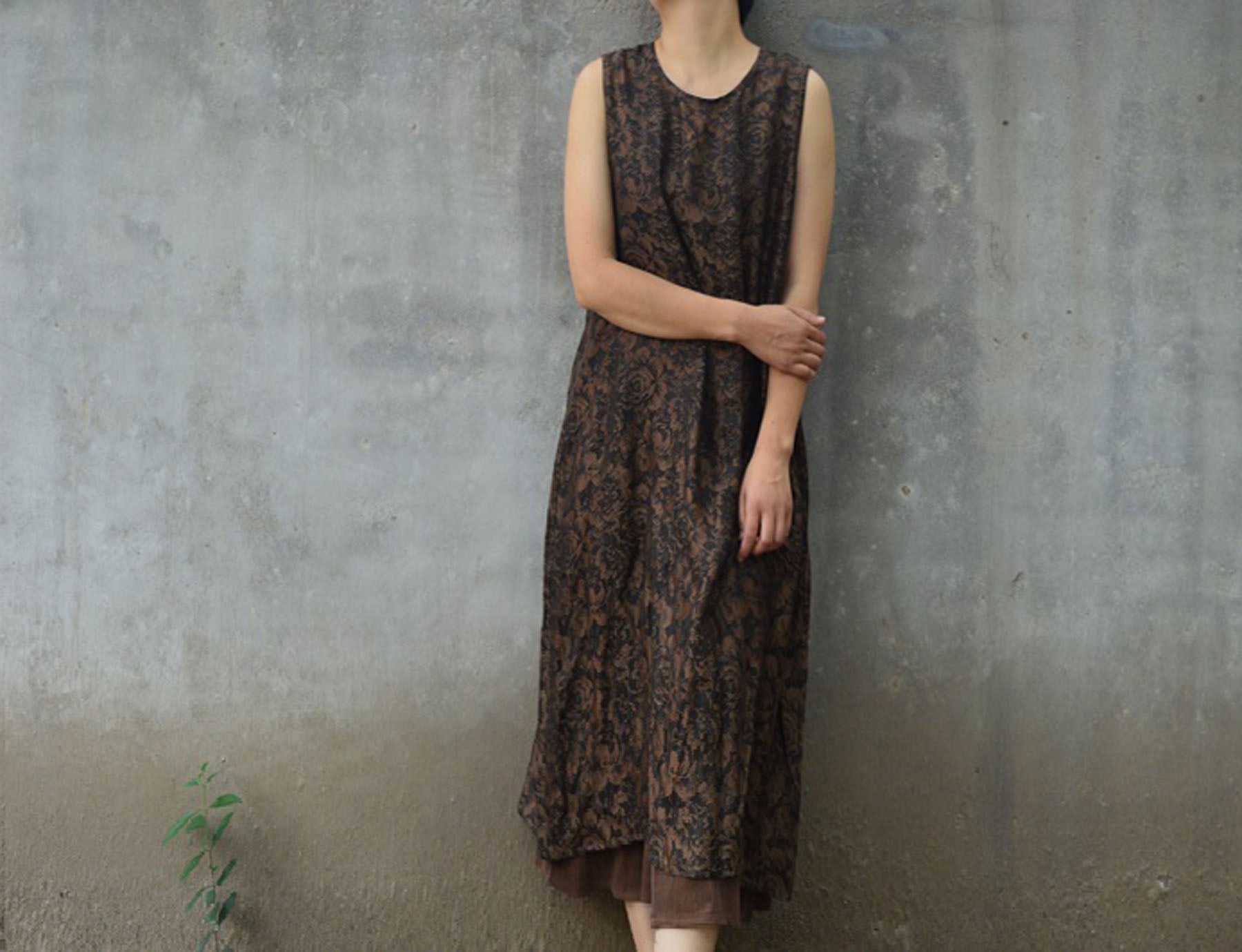 edoa Reversible Gambiered Canton Gauze Tank Dress 
