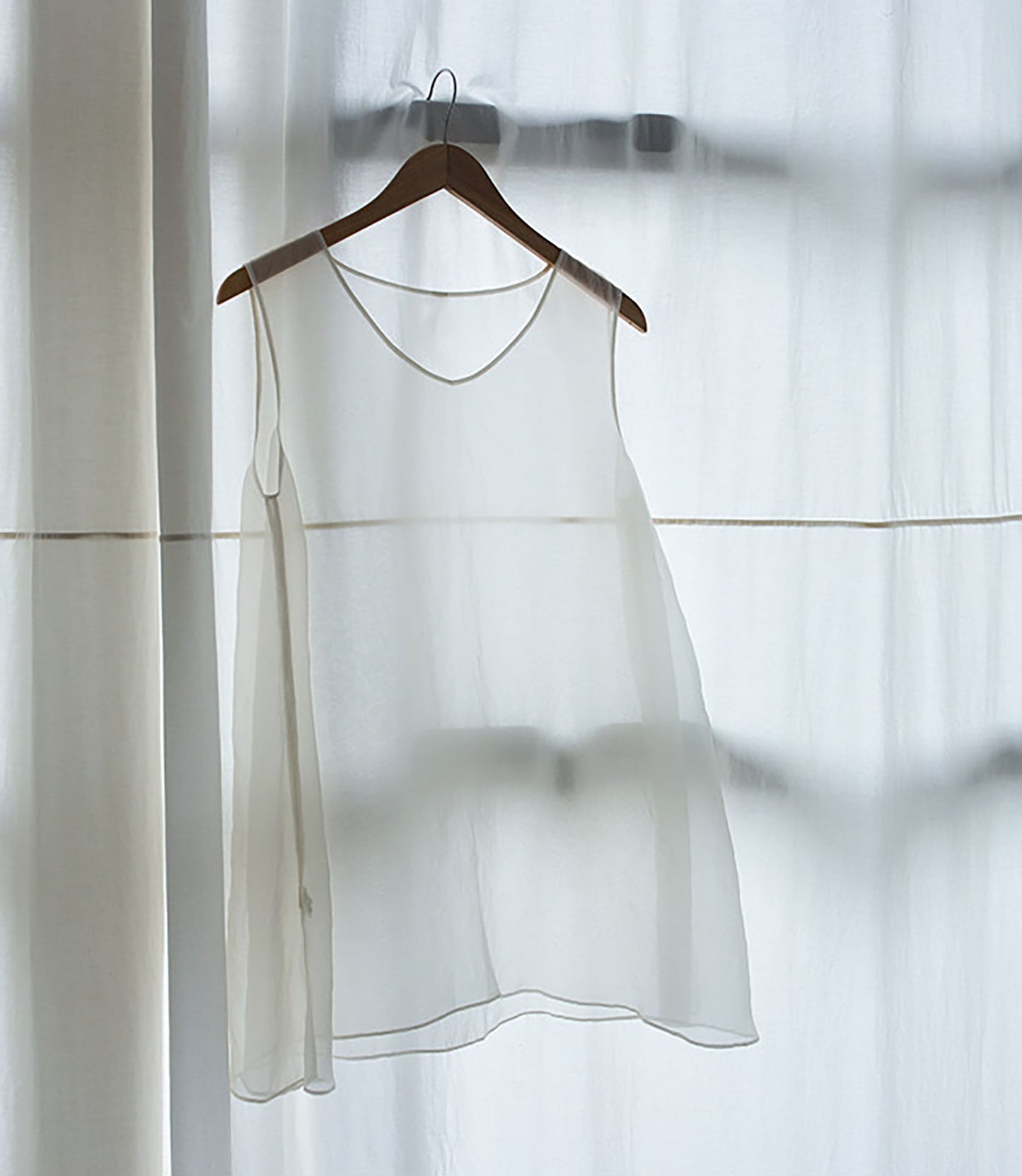 edoa White Mulberry Silk Organza Tank Top