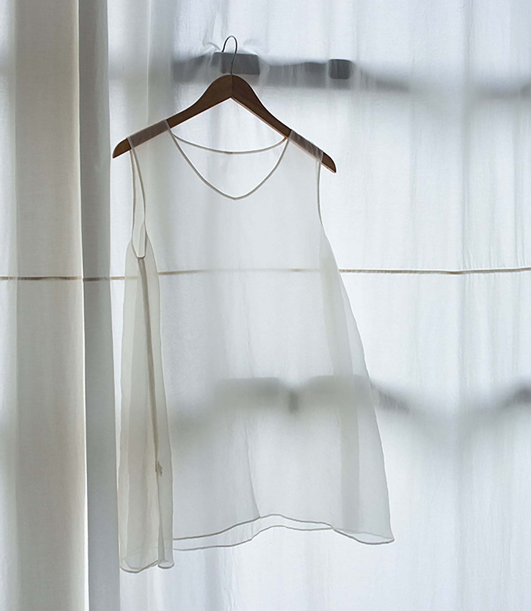 edoa White Mulberry Silk Organza Tank Top