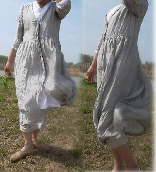 Hand Embroidered Silk Linen Blouse Jacket ja0045 033