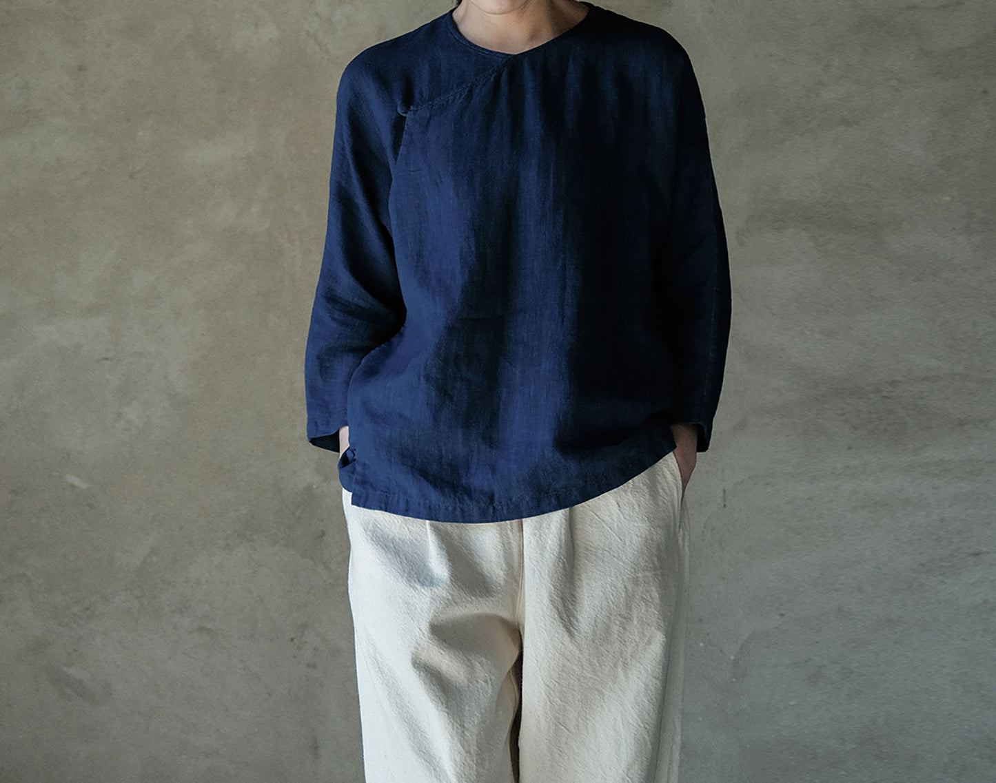edoa Linen Bracelet Sleeve Chinese Shirt 