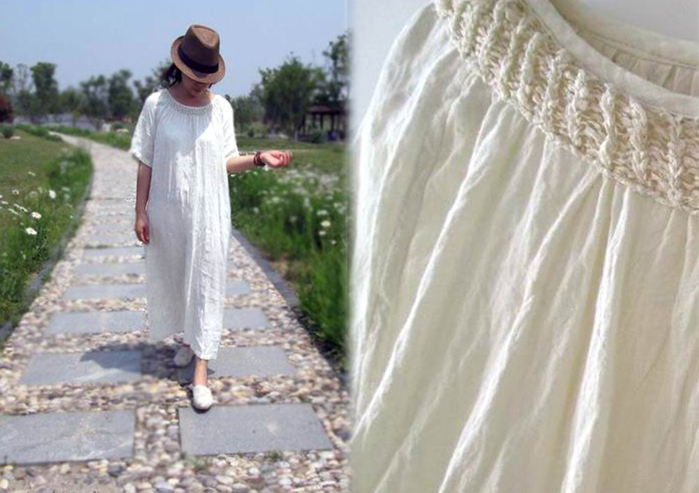 edoa Hand Crochet Maxi Ramie Tunic