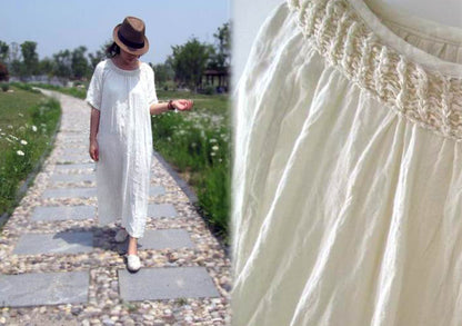 edoa Hand Crochet Maxi Ramie Tunic