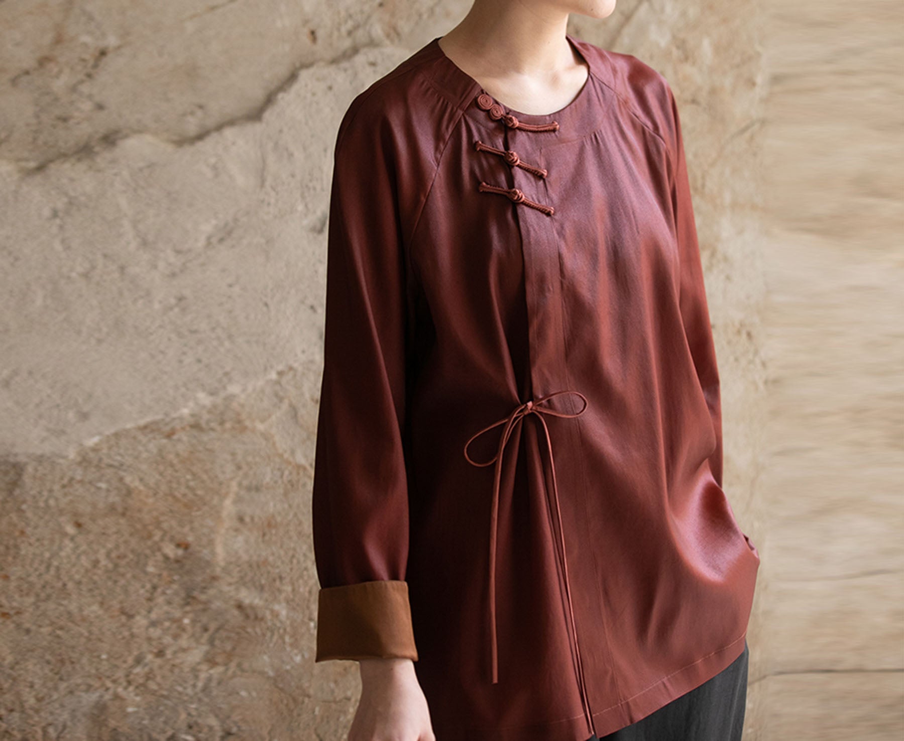 edoa Mud Silk Satin Blouse