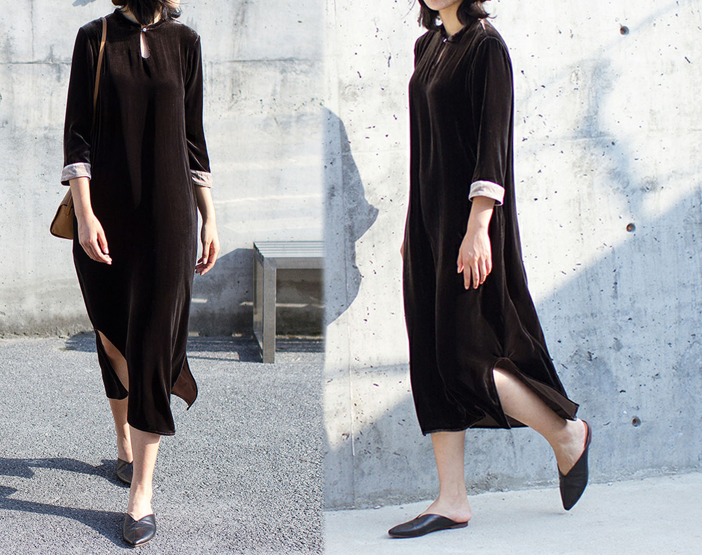 edoa Silk Velvet Modified Qipao