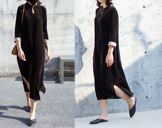edoa Silk Velvet Modified Qipao