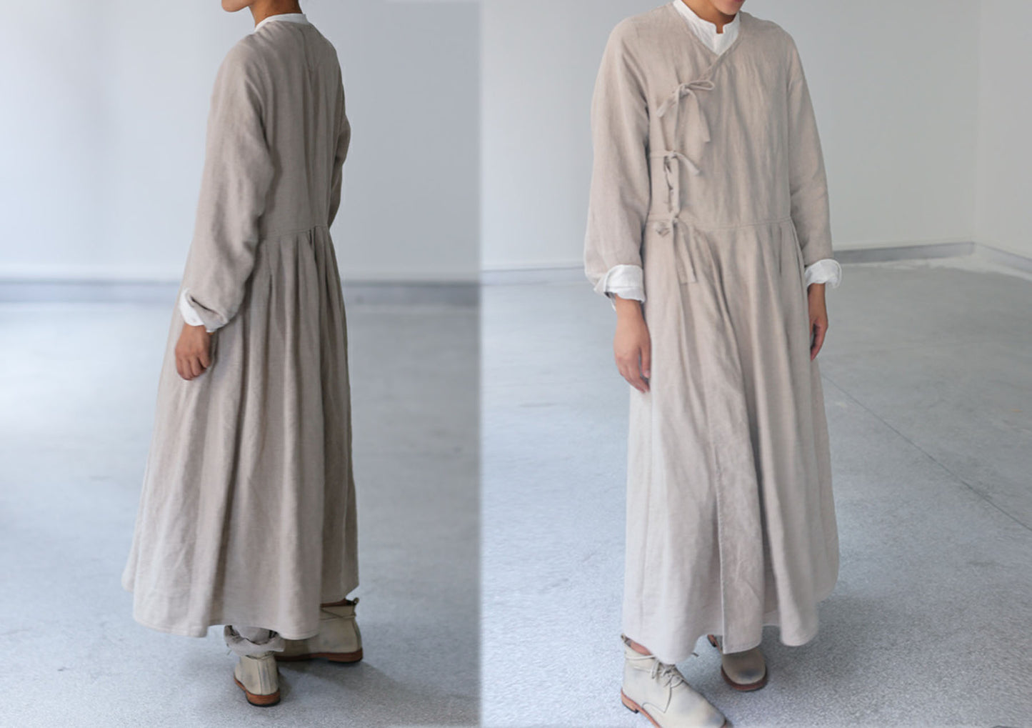 edoa Flax Linen Dress Coat 