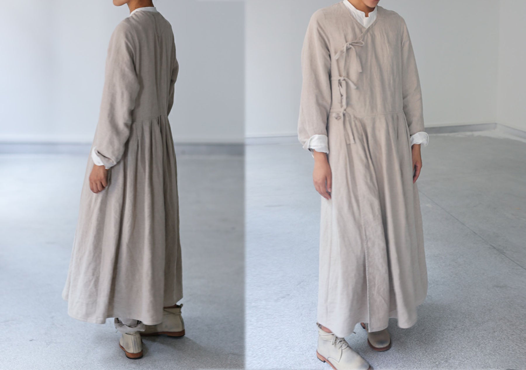 edoa Flax Linen Dress Coat 