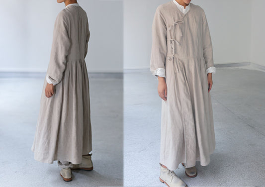 edoa Flax Linen Dress Coat 
