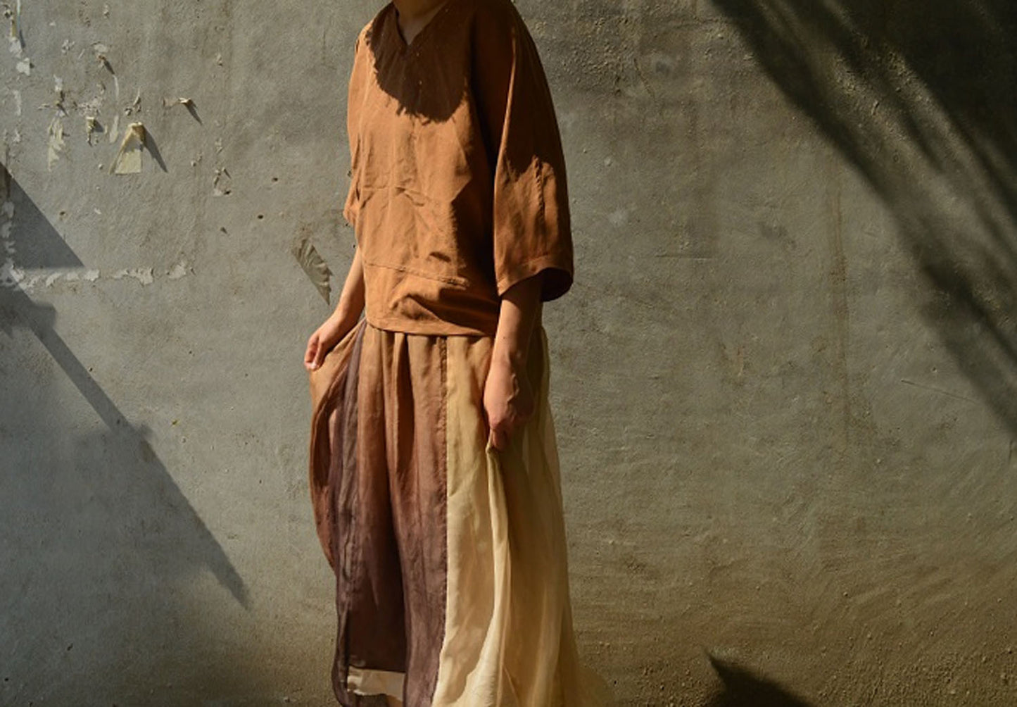 edoa Loose Fitting Reversible Mud Silk Top