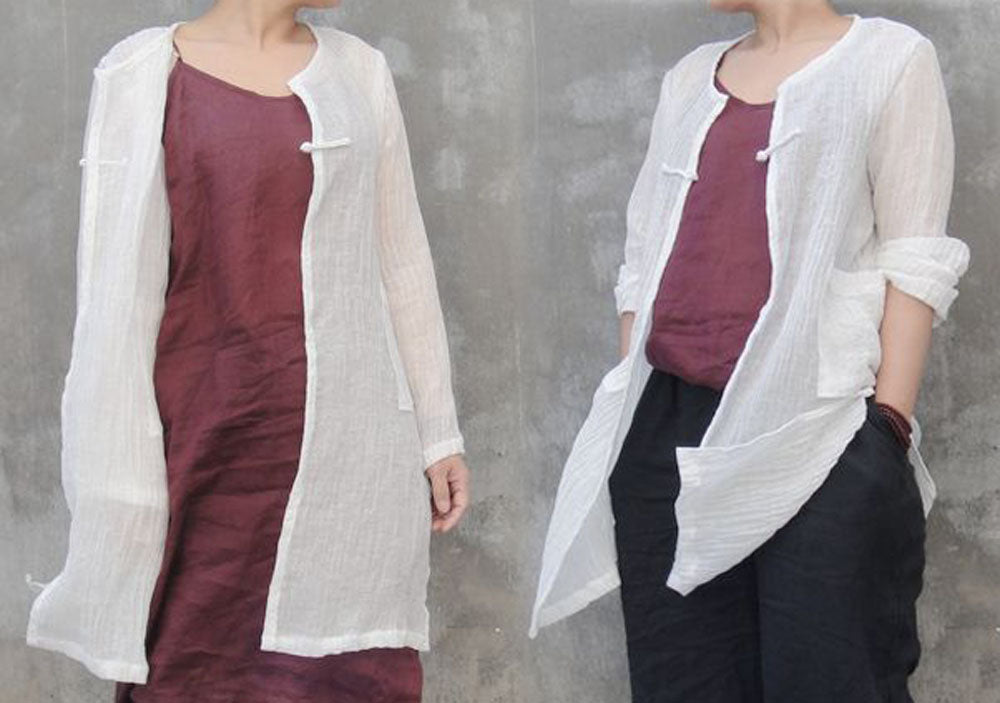 edoa Crinkled Ramie Summer Coat