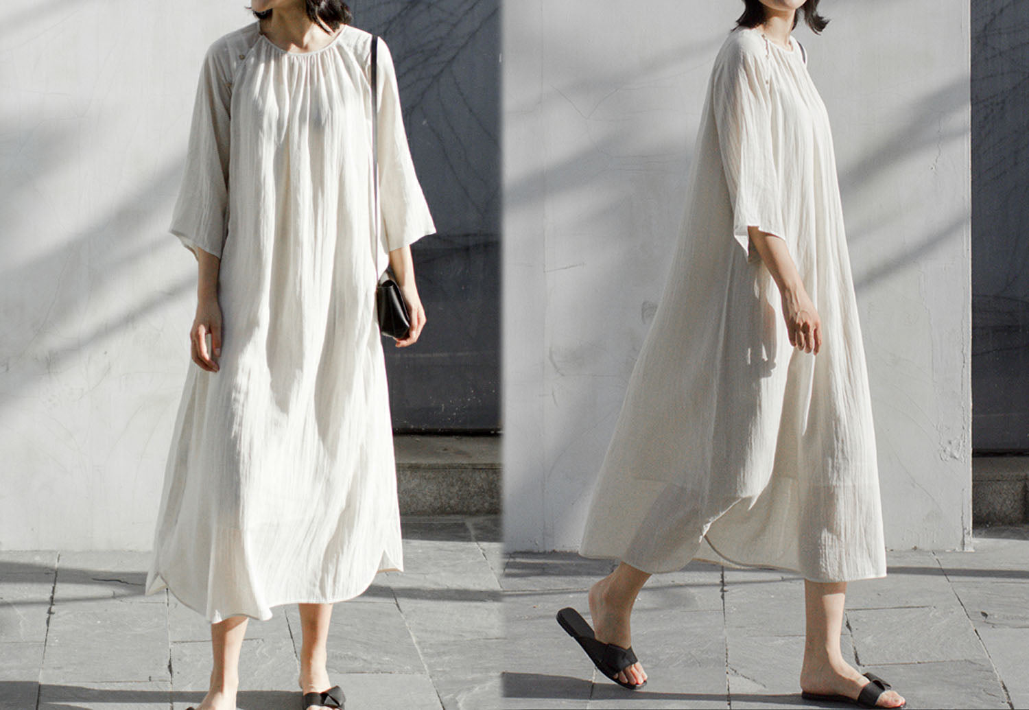 edoa Loose Fitting Crinkled Dress
