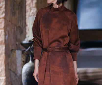 edoa Heavy Weight Mud Silk Charmeuse Modified Qipao