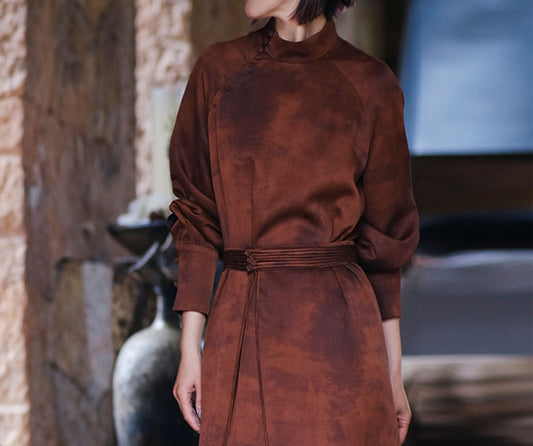 edoa Heavy Weight Mud Silk Charmeuse Modified Qipao