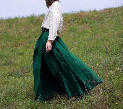 edoa Cracked Mud Silk Maxi Pleated Skirt 