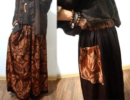 Reversible Mud Noil Silk Jacquard Wide Leg Pants pa0129 X298