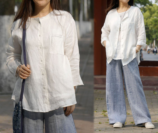 edoa High Count Thin Ramie Blouse