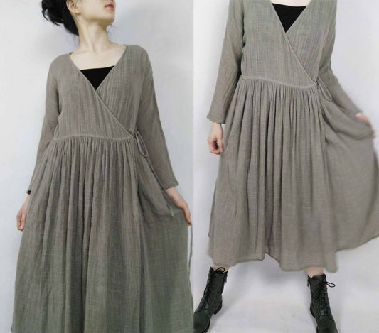 Cotton gauze wrap dress edoa