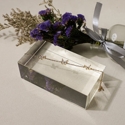 edoa Minimlaist Triple Dinamond Butterfly Bracelet 