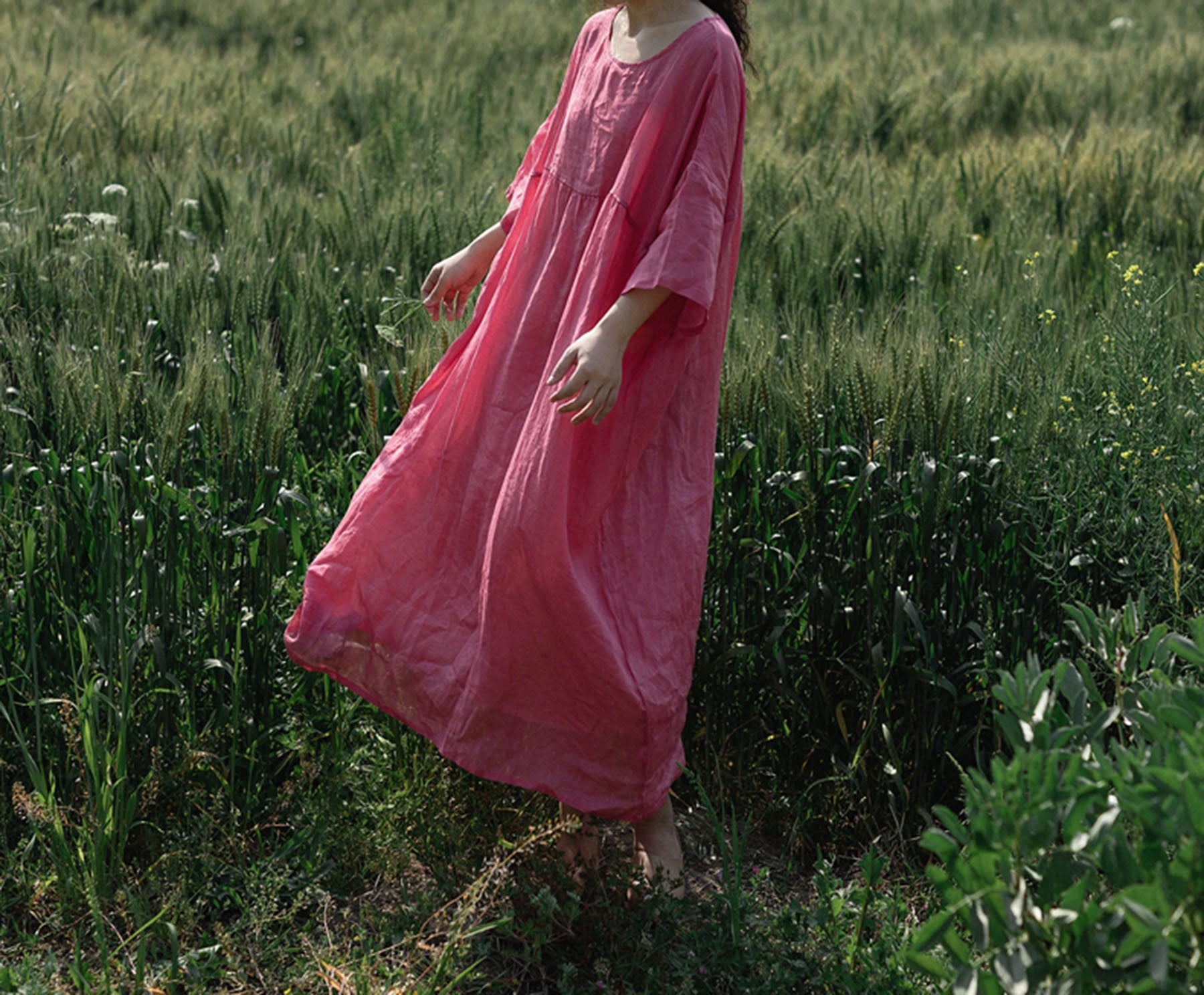 edoa Oversized Ramie High Waist Dress