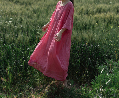 edoa Oversized Ramie High Waist Dress