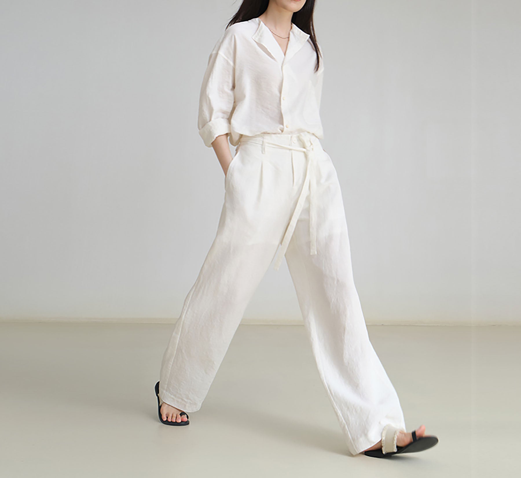 edoa Linen Wide Leg Pants