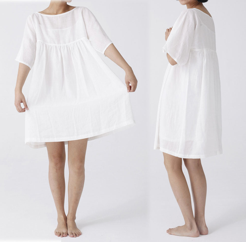 edoa Half Sleeves Gathering Dress