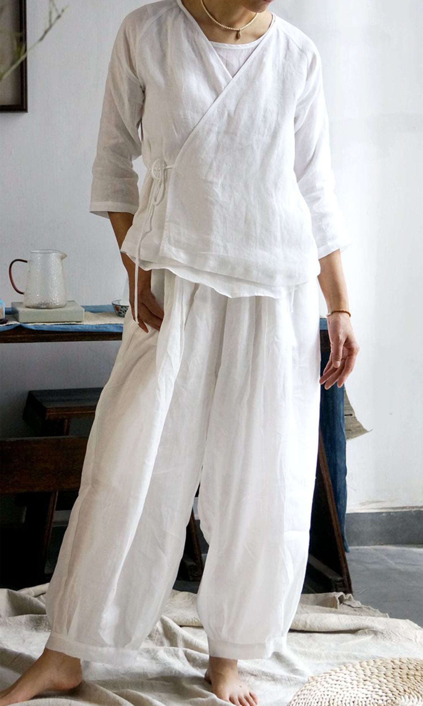 edoa High Count Ramie Lantern Pants 