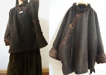 edoa Oversized Mud Tussah Silk Padded Jacket j