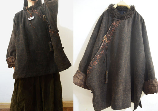 edoa Oversized Mud Tussah Silk Padded Jacket j
