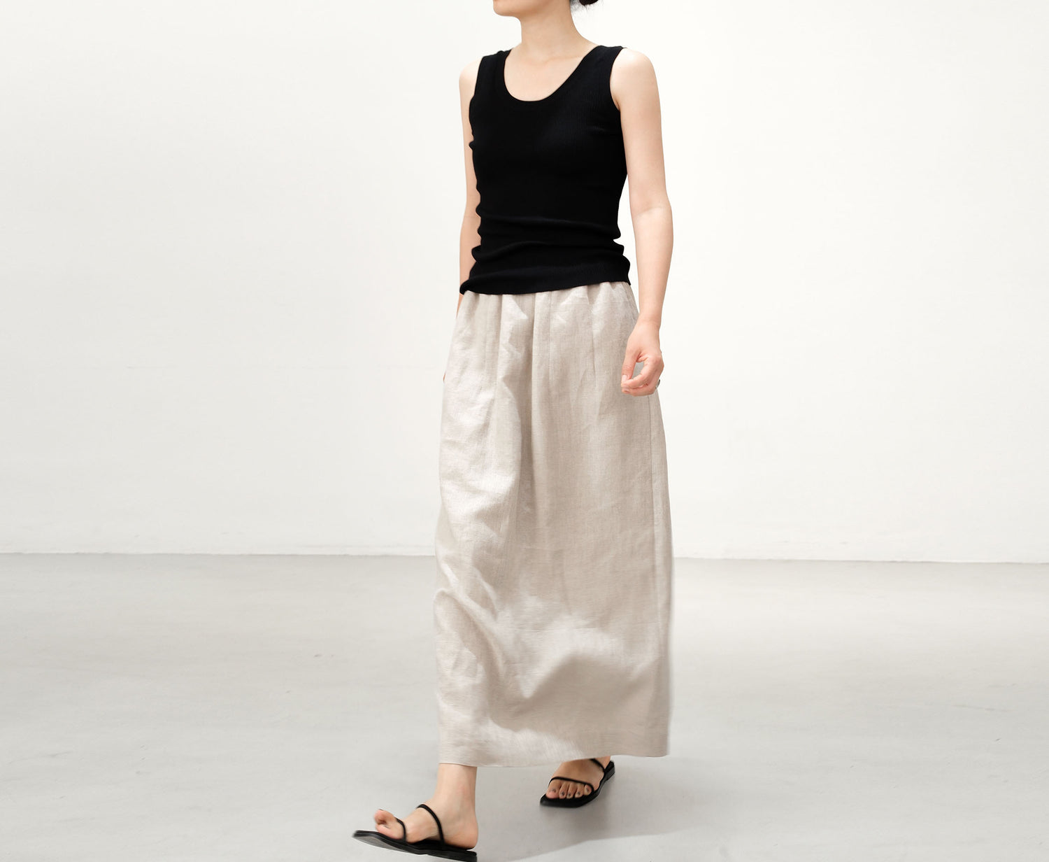 edoa Flax Linen Bud Skirt with pocket