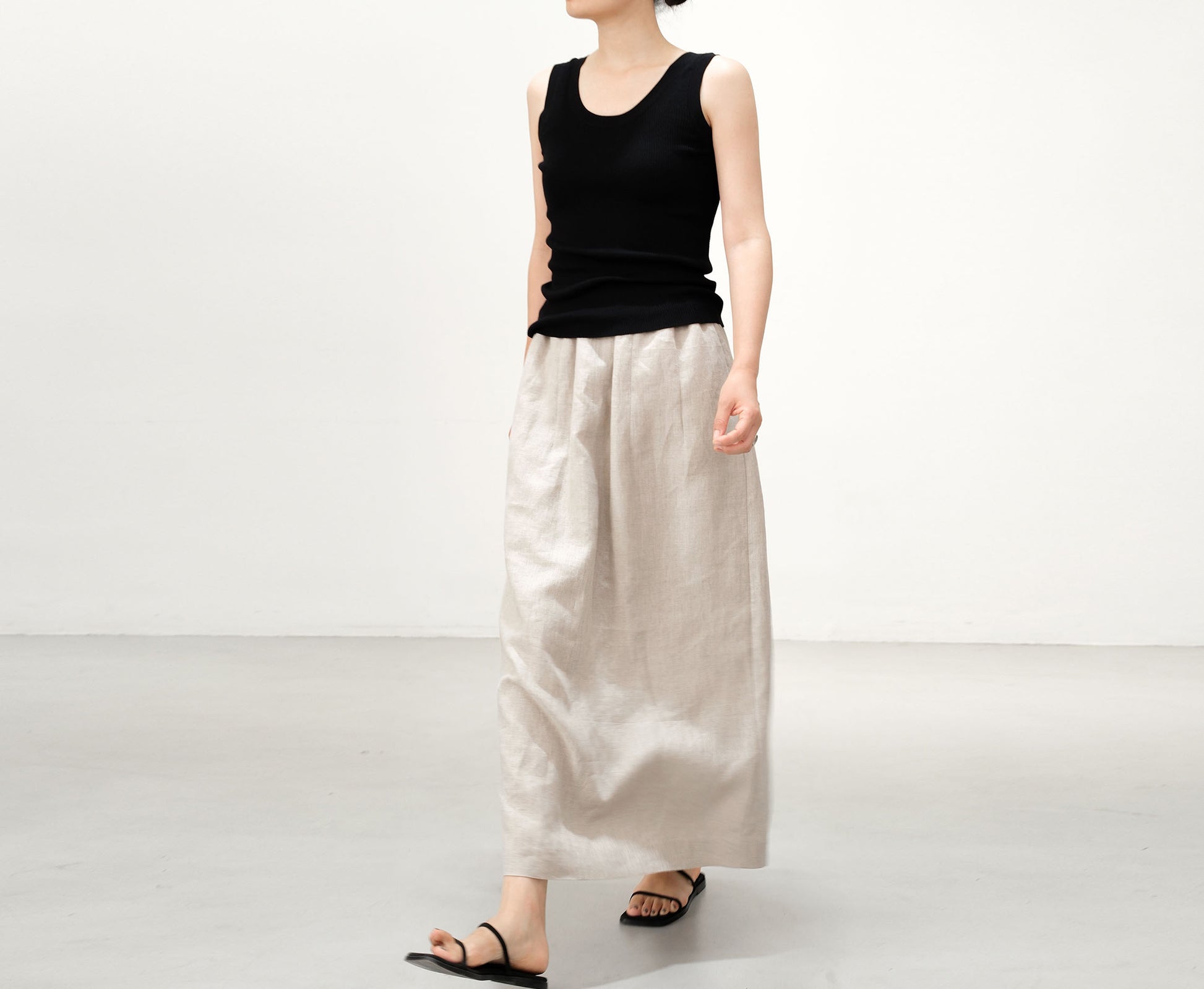 edoa Flax Linen Bud Skirt with pocket