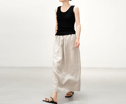 edoa Flax Linen Bud Skirt with pocket