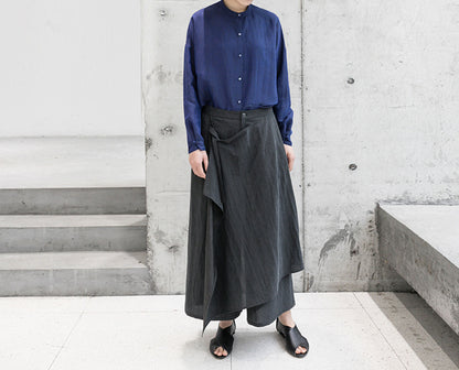 edoa Cracked Mud Silk Crop Apron Pants
