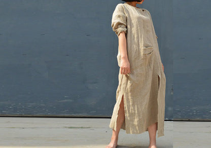 edoa Distressed Flax Linen Dress