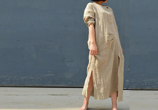 edoa Distressed Flax Linen Dress