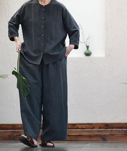 edoa Cracked Mud Silk Wide Leg Pants 