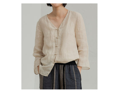 edoa High Counted Linen Blouse