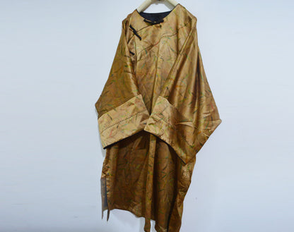edoa Super Loose Printed Mud Silk Charmeuse Qipao 