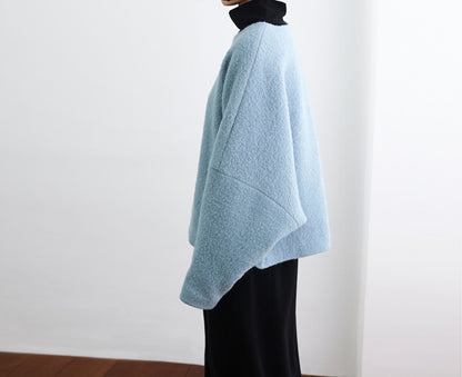 edoa Boiled Wool Oversized Bat Sleeve Pullover Jacket