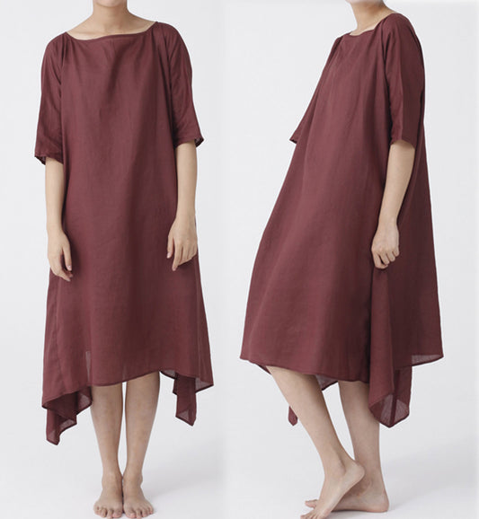 edoa Boat Neck Half Sleeves Shirt Dress