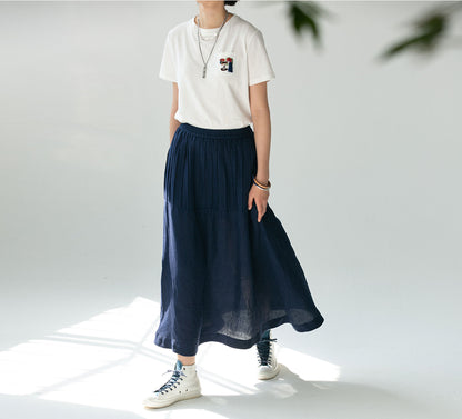 edoa PIntucked Linen A-line Skirt