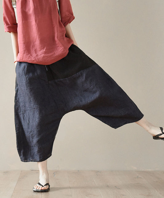 edoa Washed Linen Patchwork Harem Pants
