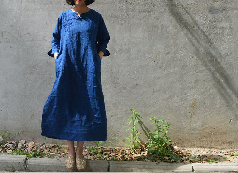 edoa Plant Dyed Linen Dress
