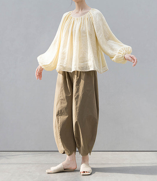 edoa Loose Fitting Double-layer Babydoll Shirt