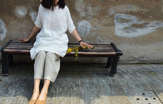 edoa Loose Fitting Linen Cropped Wide Leg Pants 