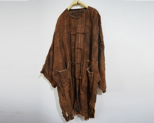 Loose Fitting Plant Dyed Hand Woven Linen Cardigan Jacket ja0062 A858