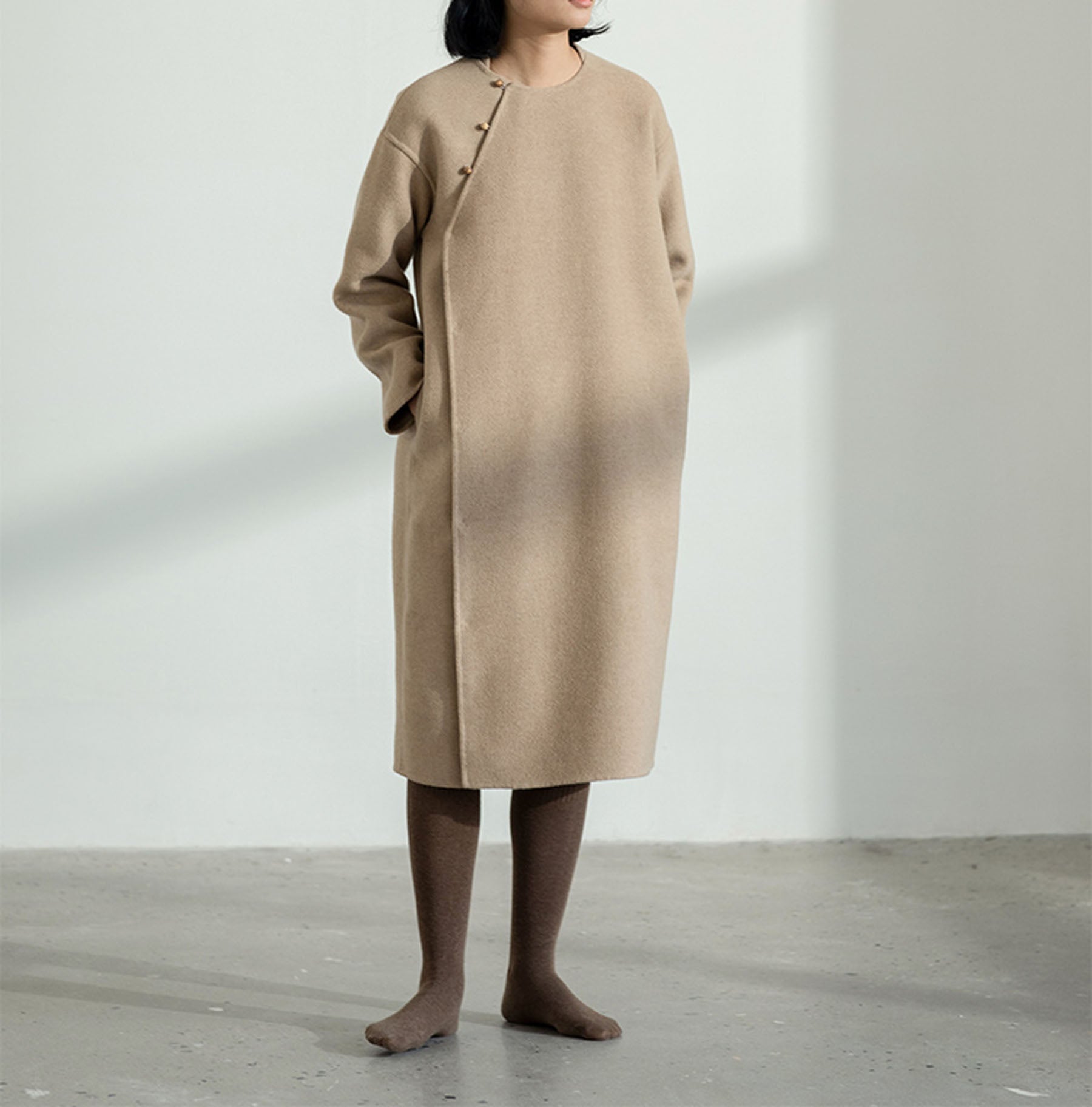edoa Double Faced Wool Qipao Coat 
