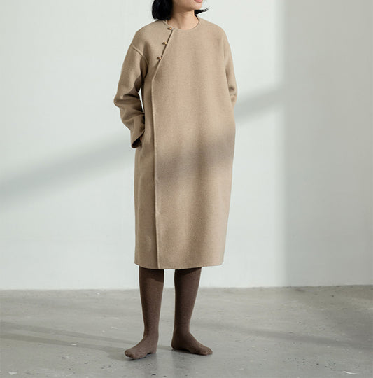 edoa Double Faced Wool Qipao Coat 